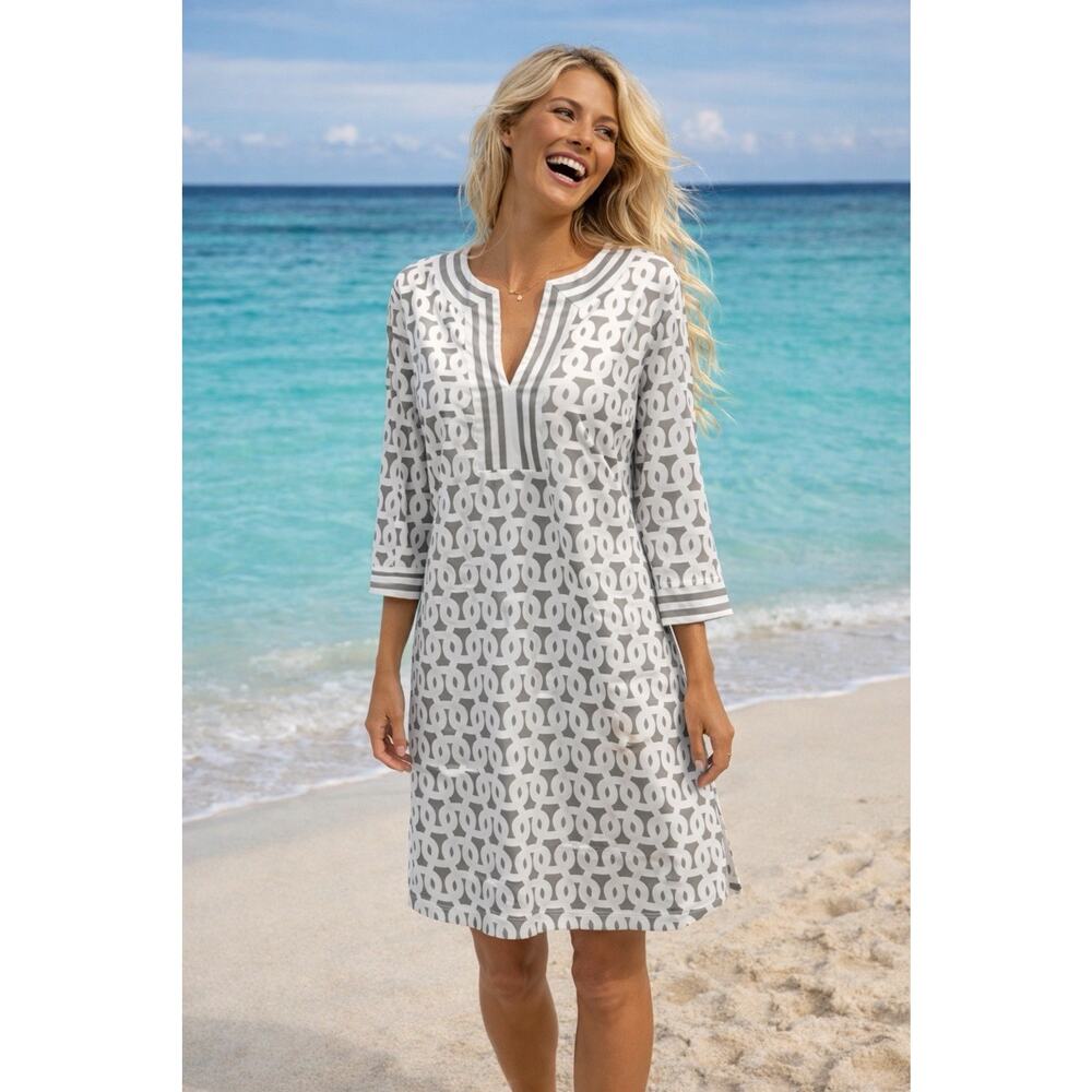 Gretchen Scott Split Neck Jersey Dress in the 'Loop De Lu’ Size Medium
